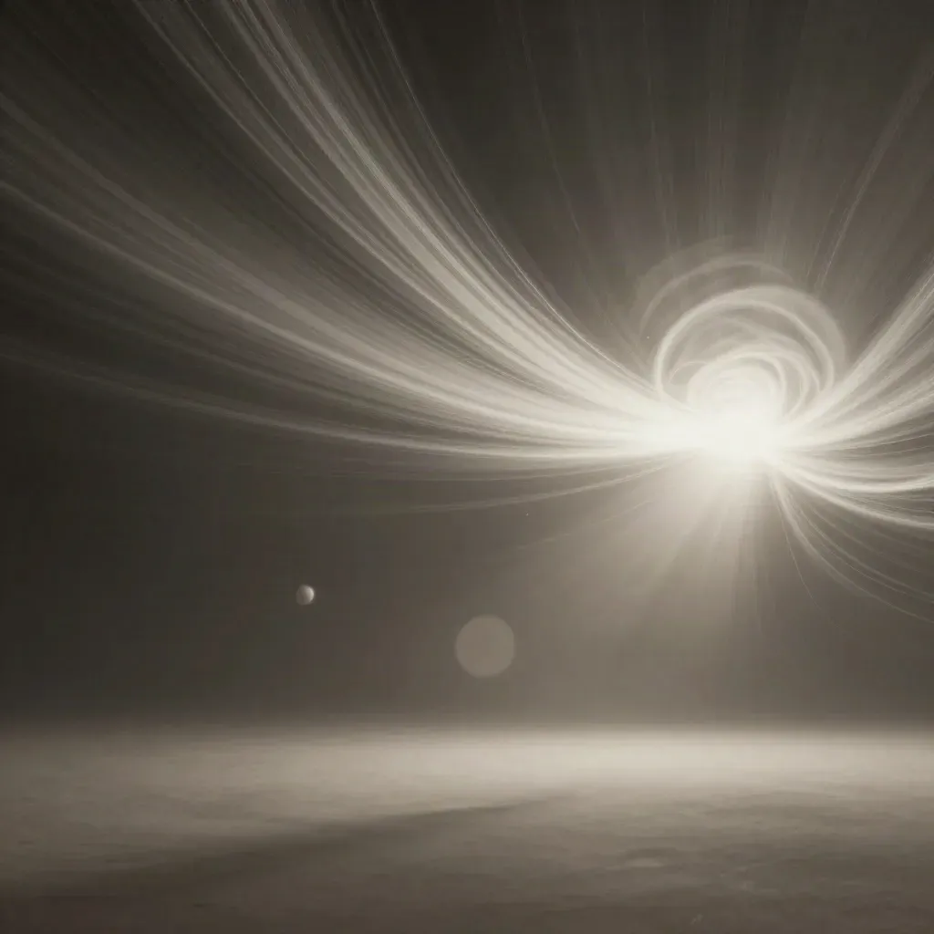 Silver filaments converge into a soft white bloom in graphite haze, leaving open space below.